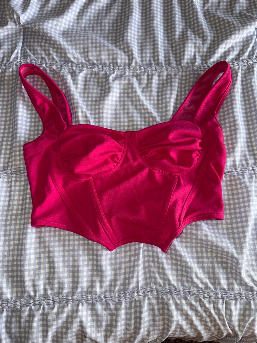 SHEIN Hot Pink Structured Bustier Crop Top